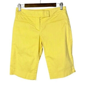 Trina Turk Lemoncello Bright Yellow Bermuda Flat Front Shorts 2